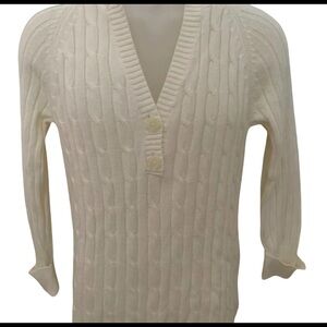 Gap Women’s M Medium Cream Off-White Hoodie Cable Sweater